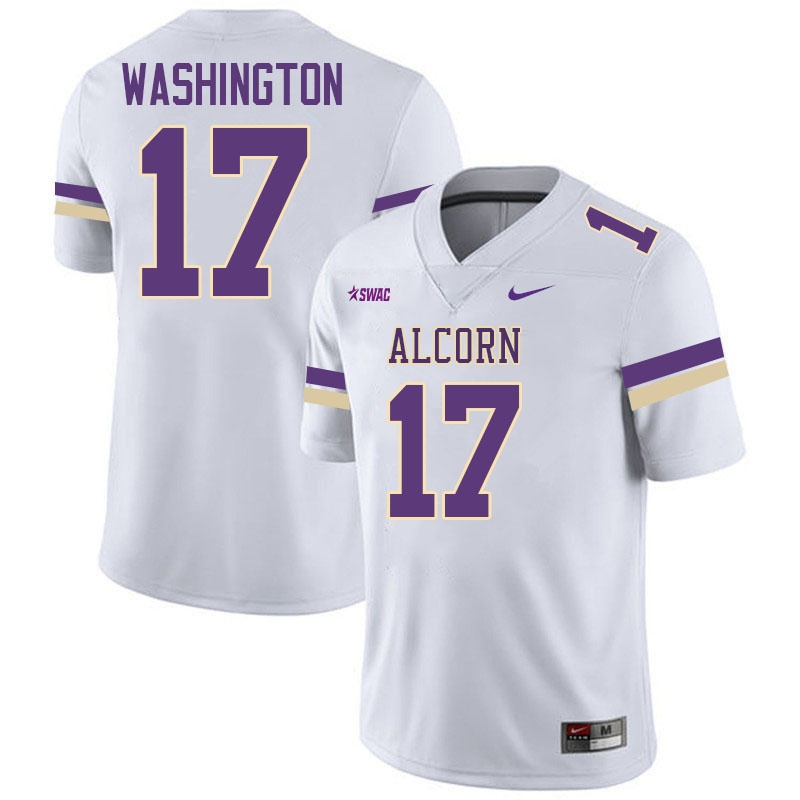 Alcorn State Braves #17 Andre Washington College Football Jerseys,Uniforms Stitched-White